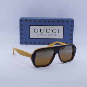 Gucci GG1615S 002 Square Sunglasses - Mustard/Grey/Brown